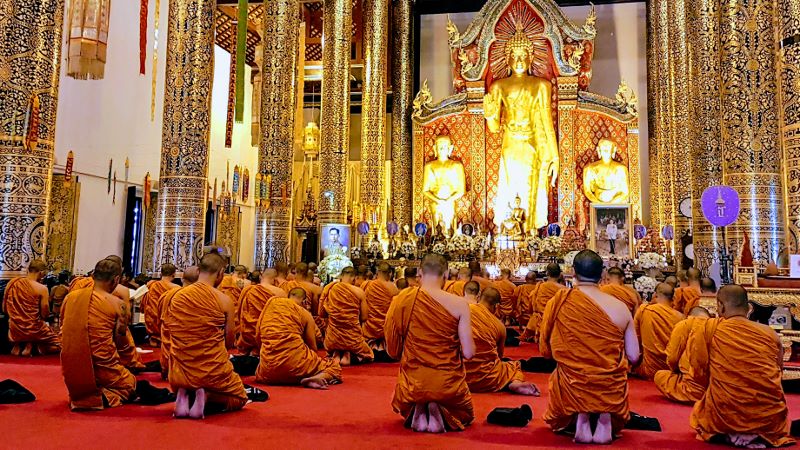 Monks Chanting at Wat Chedi Luang