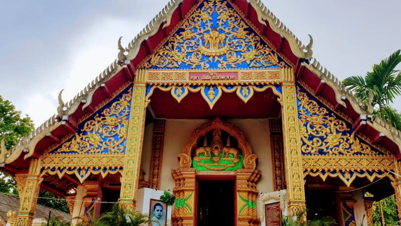 Colorful facade of a temple in Lampang