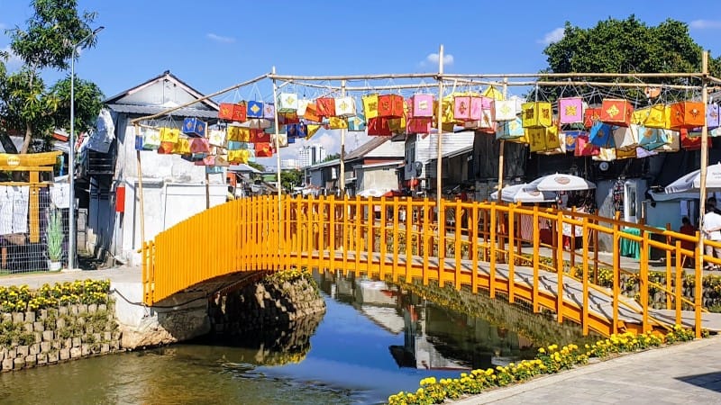Colorful yellow bridge over Mae Kha Canal